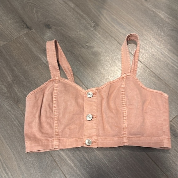American Eagle Outfitters Tops - American Eagle Outfitters Light Pinky Peach crop top US 6 - denim style cotton